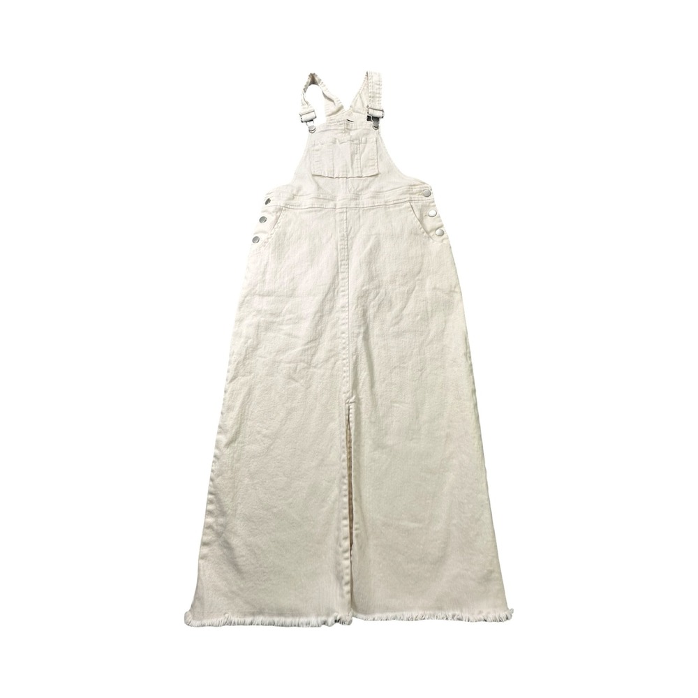 Sadie & Sage Overall Dress Women S Ivory Frayed Hem Boho
